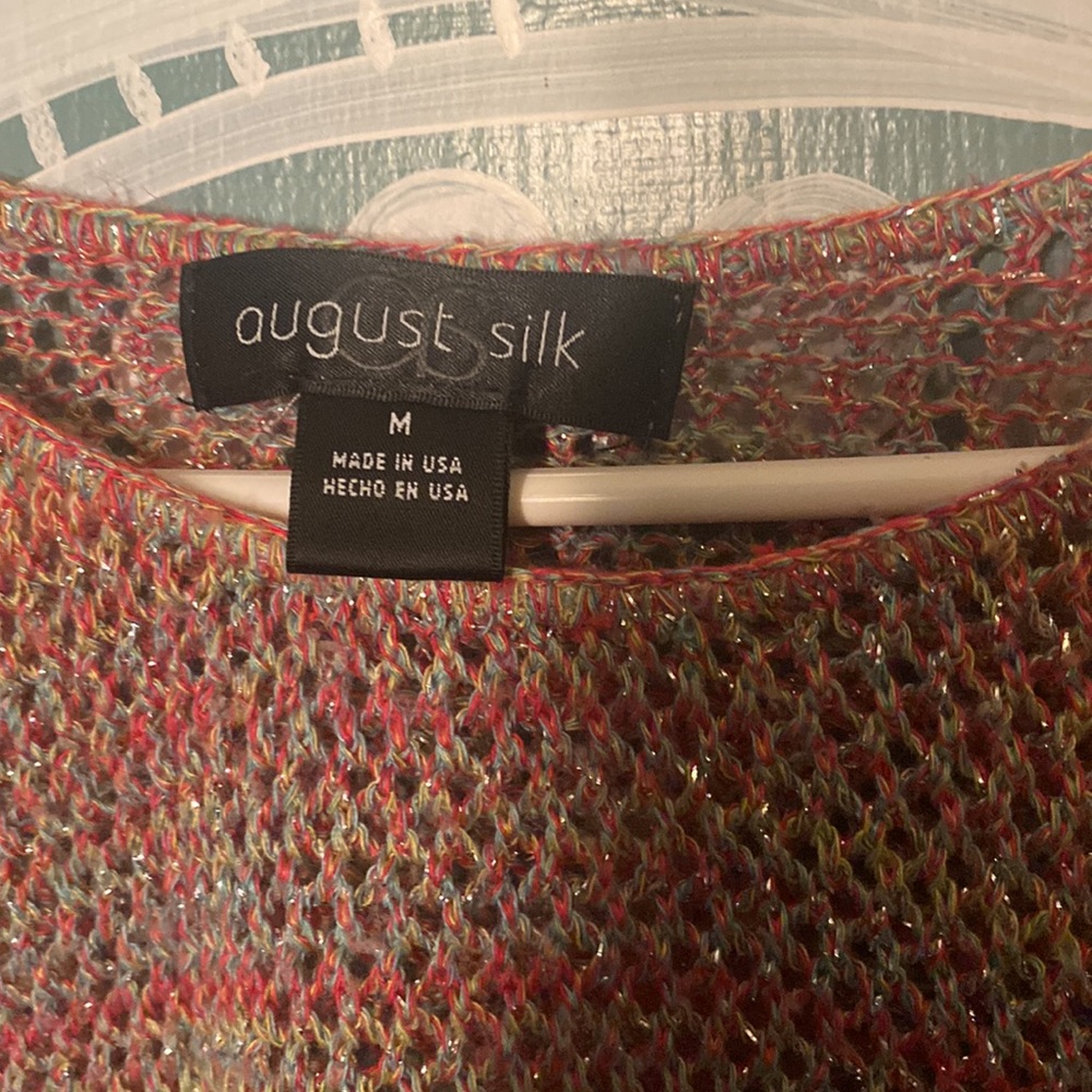 Silver Thread Rainbow Crochet Sweater - image 2